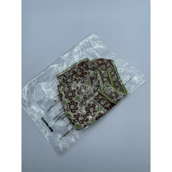 Vintage Silk Hand Rolled Green & Brown Handkerchief Floral - Picture 3 of 3